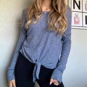 NWOT Soft Striped Navy & White Long Sleeve Sweater W/ Front Tie